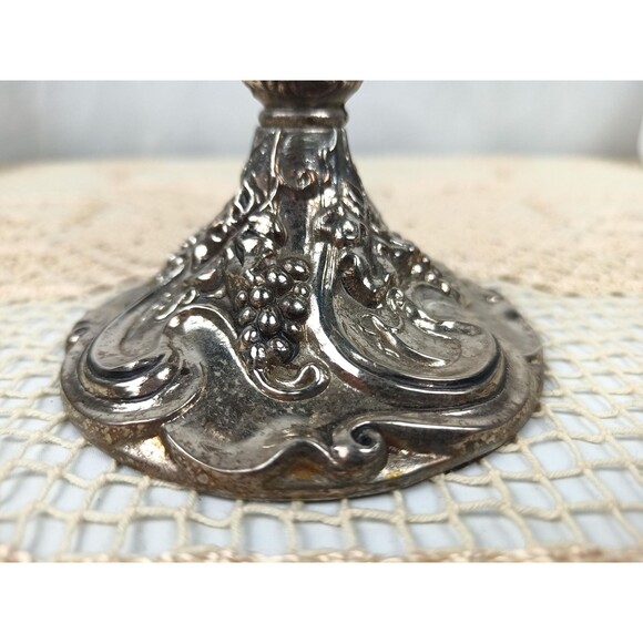 Godinger Silver Plated Candlestick Holder Candelabra Grape And Leaves Motif - Picture 5 of 9
